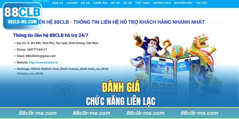 Đánh giá các hình thức liên hệ của 88CLB